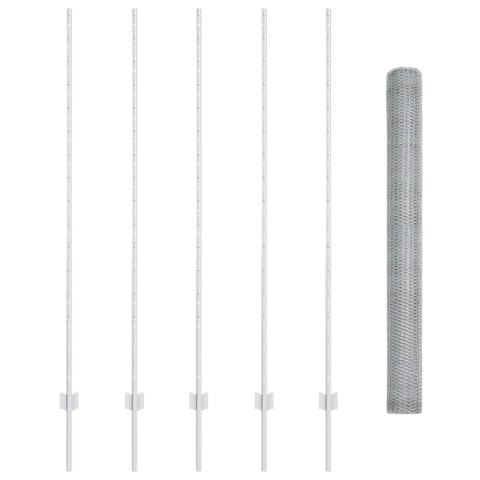 VidaXL Słupki ogrodzeniowe 10 sztuk U-Channel 150 cm Stal ocynkowana, vidaXL Ogrodzenie heksagonalne 1,5x10 m Stal ocynkowana