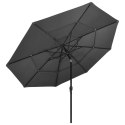 VidaXL 3-poziomowy parasol na aluminiowym słupku, antracytowy, 3,5 m