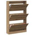 VidaXL Szafka na buty z dębu rzemieślniczego 80x21x125,5 cm z materiału drewnopochodnego