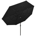VidaXL 3-poziomowy parasol na aluminiowym słupku, czarny, 3,5 m