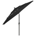 VidaXL 3-poziomowy parasol na aluminiowym słupku, czarny, 3,5 m