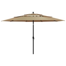 VidaXL 3-poziomowy parasol na aluminiowym słupku, kolor taupe, 3,5 m
