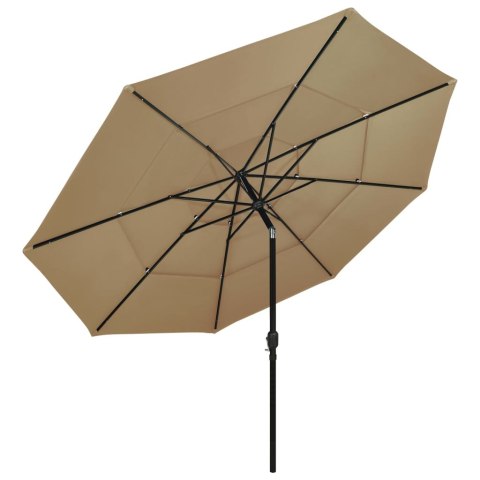 VidaXL 3-poziomowy parasol na aluminiowym słupku, kolor taupe, 3,5 m VidaXL 3-poziomowy parasol na aluminiowym słupku, kolor taupe, 3,5 m