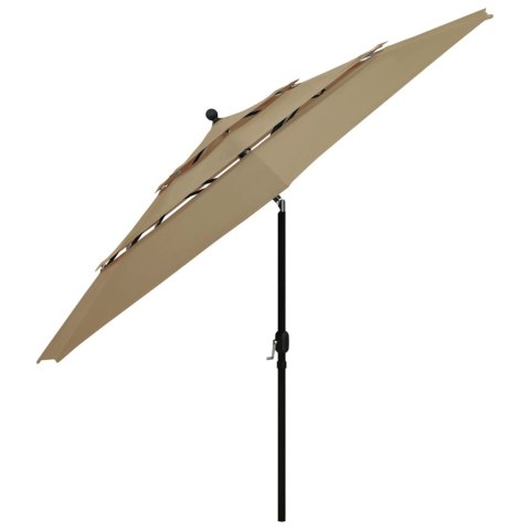 VidaXL 3-poziomowy parasol na aluminiowym słupku, kolor taupe, 3,5 m VidaXL 3-poziomowy parasol na aluminiowym słupku, kolor taupe, 3,5 m