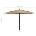 VidaXL 3-poziomowy parasol na aluminiowym słupku, kolor taupe, 3,5 m