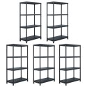 VidaXL Regały magazynowe, 5 szt., czarne, 60x30x138 cm, plastikowe