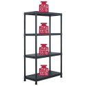 VidaXL Regały magazynowe, 5 szt., czarne, 60x30x138 cm, plastikowe