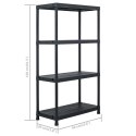 VidaXL Regały magazynowe, 5 szt., czarne, 60x30x138 cm, plastikowe