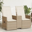  Rozkładana sofa ogrodowa ze stolikiem, 2-os., beż, rattan PE
