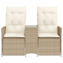  Rozkładana sofa ogrodowa ze stolikiem, 2-os., beż, rattan PE
