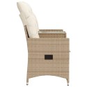 Rozkładana sofa ogrodowa ze stolikiem, 2-os., beż, rattan PE
