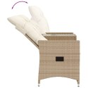  Rozkładana sofa ogrodowa ze stolikiem, 2-os., beż, rattan PE