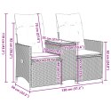  Rozkładana sofa ogrodowa ze stolikiem, 2-os., beż, rattan PE