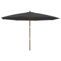 VidaXL Parasol ogrodowy na drewnianym słupku, czarny, 400x273 cm