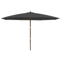 VidaXL Parasol ogrodowy na drewnianym słupku, czarny, 400x273 cm