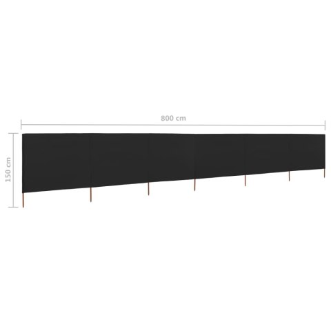 VidaXL Parawan 6-skrzydłowy z tkaniny, 800x120 cm, czarny VidaXL Parawan 6-skrzydłowy z tkaniny, 800x120 cm, czarny