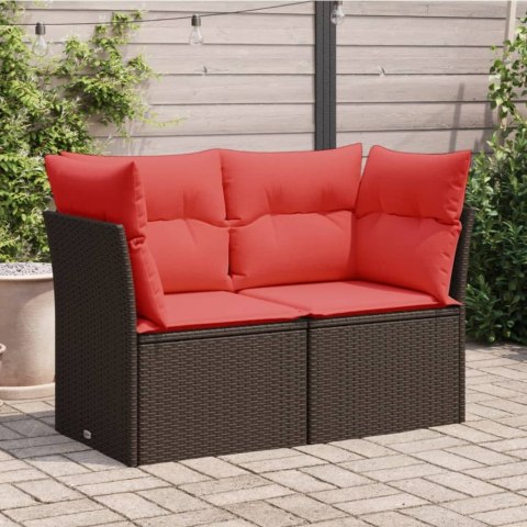  Sofa ogrodowa z poduszkami, 2-osobowa, brązowa, polirattan