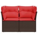  Sofa ogrodowa z poduszkami, 2-osobowa, brązowa, polirattan