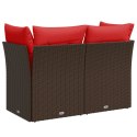  Sofa ogrodowa z poduszkami, 2-osobowa, brązowa, polirattan