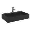 VidaXL Umywalka, 60x38x11 cm, kompozyt mineralny/marmurowy, czarny mat