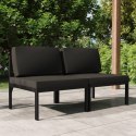  2-os. sofa ogrodowa z poduszkami, aluminium, antracytowa