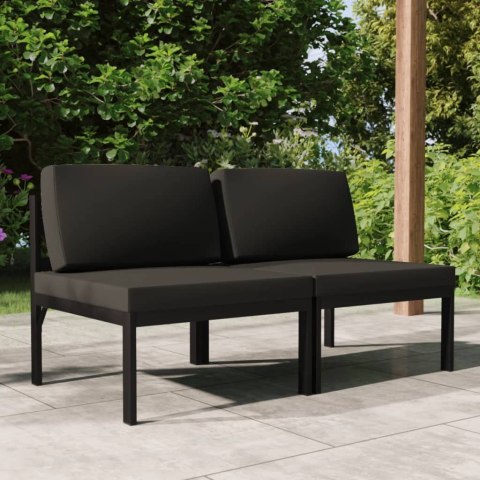  2-os. sofa ogrodowa z poduszkami, aluminium, antracytowa
