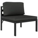  2-os. sofa ogrodowa z poduszkami, aluminium, antracytowa