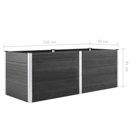 VidaXL Podwyższona donica ogrodowa, 250 x 50 x 91 cm, WPC, szara VidaXL Podwyższona donica ogrodowa, 250 x 50 x 91 cm, WPC, szara