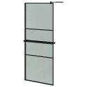 VidaXL Ścianka prysznicowa z półką, czarna, 90x195 cm, ESG i aluminium