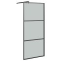 VidaXL Ścianka prysznicowa z półką, czarna, 90x195 cm, ESG i aluminium