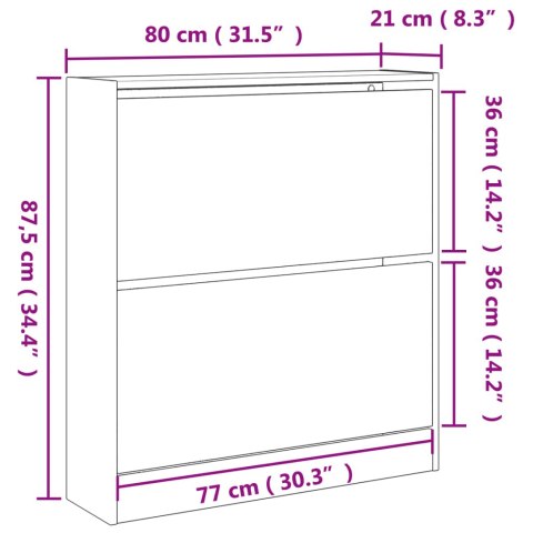 VidaXL Szafka na buty, szary dąb sonoma, 80x21x87,5 cm VidaXL Szafka na buty, szary dąb sonoma, 80x21x87,5 cm