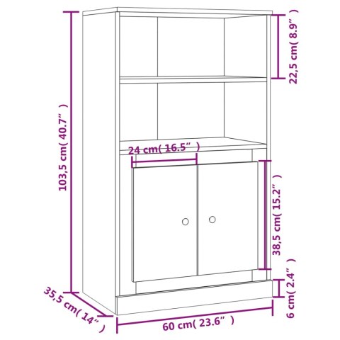 VidaXL Kredens, szary dąb sonoma, 60x35,5x103,5 cm VidaXL Kredens, szary dąb sonoma, 60x35,5x103,5 cm