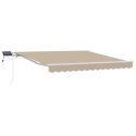 Ręczna markiza chowana z LED beżowa 300x250 cm, Tkanina do markizy vidaXL na ramę 3x2,5 m beżowa