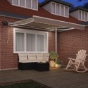 Ręczna markiza chowana z LED beżowa 300x250 cm, Tkanina do markizy vidaXL na ramę 3x2,5 m beżowa