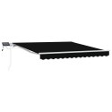 Ręczna markiza chowana z LED w kolorze czarnym 300x250 cm, Tkanina zamienna do markizy vidaXL na stelaż 3x2.5 m w kolorze czarny