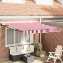 VidaXL Automatyczna chowana markiza czerwono-biała 300x250 cm
