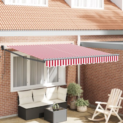 VidaXL Automatyczna chowana markiza czerwono-biała 300x250 cm