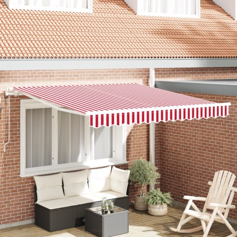 VidaXL Automatyczna markiza chowana czerwona i biała 300x250 cm