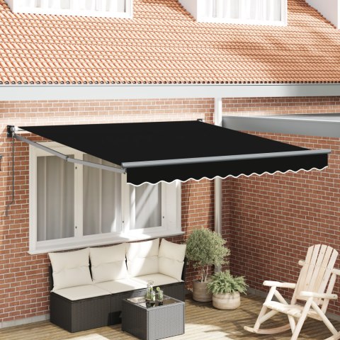 VidaXL Ręczna Chowana Markiza Czarna 300x250 cm, vidaXL Materiał wymienny do markizy 3x2,5 m Czarny