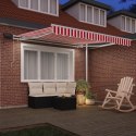 VidaXL Ręczna chowana markiza z LED w czerwonym i białym kolorze 300x250 cm
