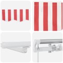 VidaXL Ręczna chowana markiza z LED w czerwonym i białym kolorze 300x250 cm