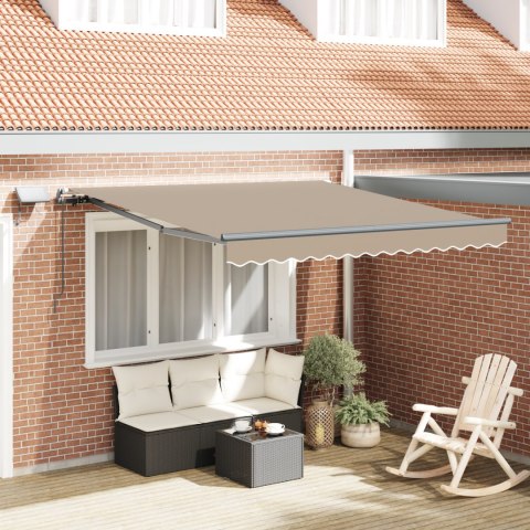 VidaXL Ręczna markiza chowana z LED Beżowa 300x250 cm, vidaXL Tkanina do wymiany markizy na ramę 3x2.5 m Beżowa