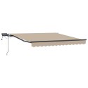 VidaXL Ręczna markiza chowana z LED Beżowa 300x250 cm, vidaXL Tkanina do wymiany markizy na ramę 3x2.5 m Beżowa