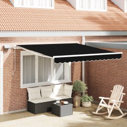 Czarna Ręczna Markiza Chowana z LED 350x250 cm, Tkanina zamienna do markizy vidaXL na ramę 3.5x2.5 m w kolorze czarnym