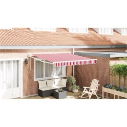 VidaXL Automatyczna chowana markiza Czerwona i Biała Pasy 350x250 cm