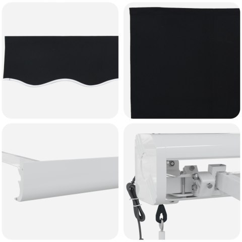 VidaXL Automatyczna czarna markiza chowana 350x250 cm, vidaXL Materiał wymienny do ramy markizy 3.5x2.5 m czarny VidaXL Automatyczna czarna markiza chowana 350x250 cm, vidaXL Materiał wymienny do ramy markizy 3.5x2.5 m czarny
