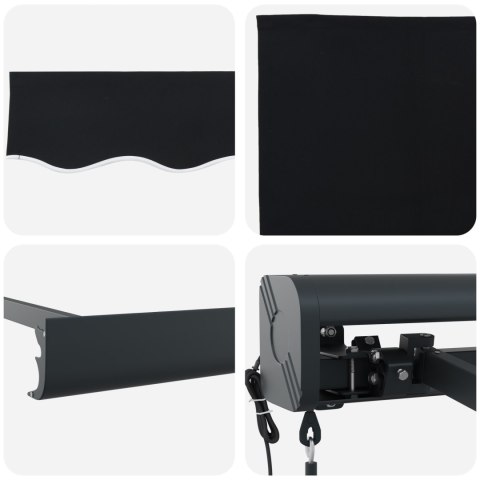 VidaXL Czarna, chowana markiza automatyczna 350x250 cm, vidaXL Materiał na wymianę markizy dla ramy 3,5x2,5 m czarny VidaXL Czarna, chowana markiza automatyczna 350x250 cm, vidaXL Materiał na wymianę markizy dla ramy 3,5x2,5 m czarny