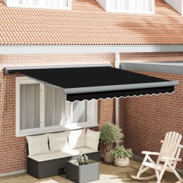 VidaXL Manualna markiza chowana czarna 350x250 cm, vidaXL Tkanina zamienna markizy dla ramy 3,5x2,5 m czarna