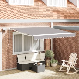 VidaXL Ręczna Markiza Chowana z LED Jasnoszara 350x250 cm, vidaXL Materiał na markizę do ramy 3,5x2,5 m Jasnoszara