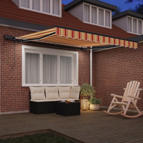 VidaXL Ręczna markiza chowana z LED w żółtym i pomarańczowym 350x250 cm VidaXL Ręczna markiza chowana z LED w żółtym i pomarańczowym 350x250 cm
